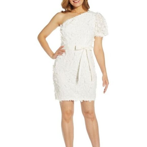 Adrianna Papell Dresses & Skirts - NWT Adrianna Papell One Shoulder Mini Cocktail and Party Dress Ivory Size 10